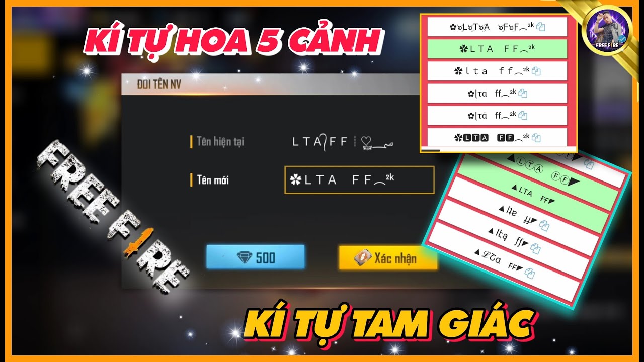 Free Fire – Cách Tạo Kí Tự Đặc Biệt Hoa 5 Cánh – Kí Tự Đặc Biệt Hình Tam Giác Đơn Giản | LTA FF