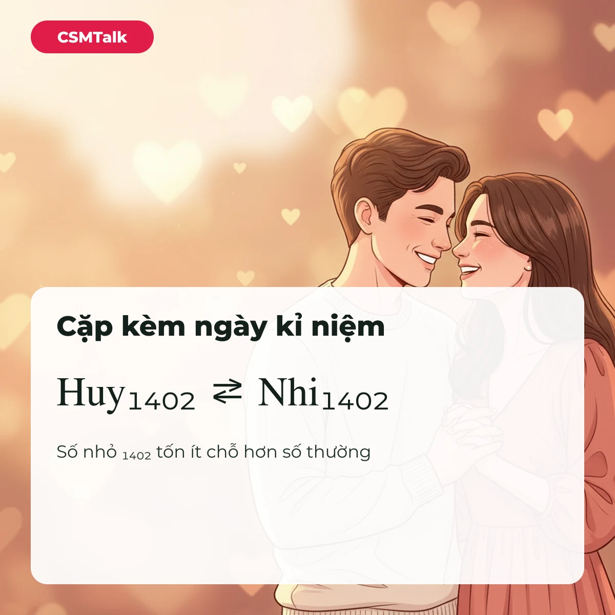 Tên FF cặp với người yêu Huy₁₄₀₂ và Nhi₁₄₀₂ kèm ngày kỉ niệm bằng số nhỏ